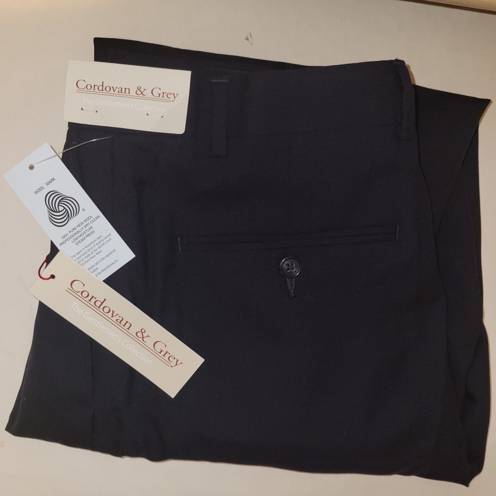 NWT Cordovan & Grey Fred Dress Pants Men Size 34x32 Navy Blue